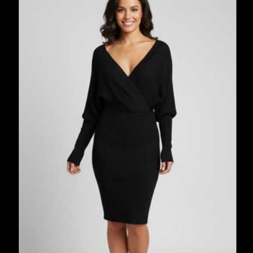 Love Tree Black Midi Sweater Dress